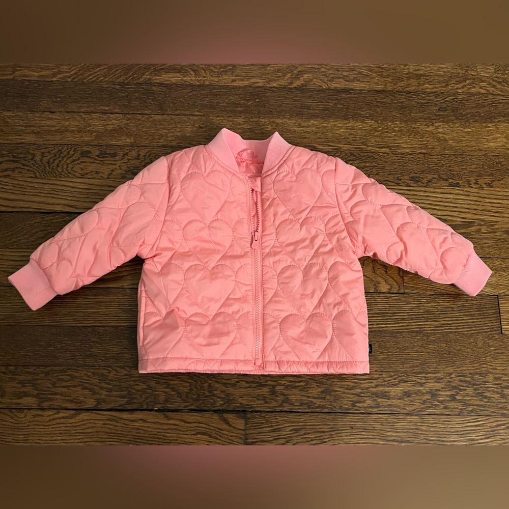 GAP Pink Quilted Heart Bomber Jacket - Baby Girl 18-24M